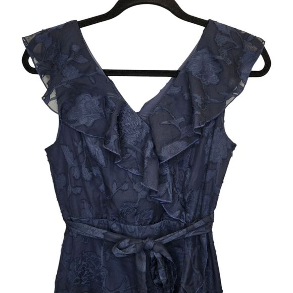 Grace Karin Womens S Dark Blue Floral Faux Wrap Ruffle Sleeveless High Low Dress - Picture 6 of 16